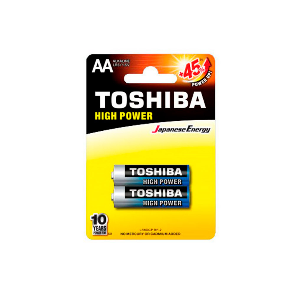 Pilha Alcalina AA 1,5V LR6GCP TOSHIBA (Cartela com 2 Unid.)