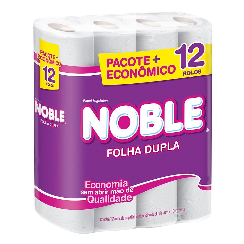 Papel Higiênico Noble Folha Dupla Branco 20m x 12 rls Branco.