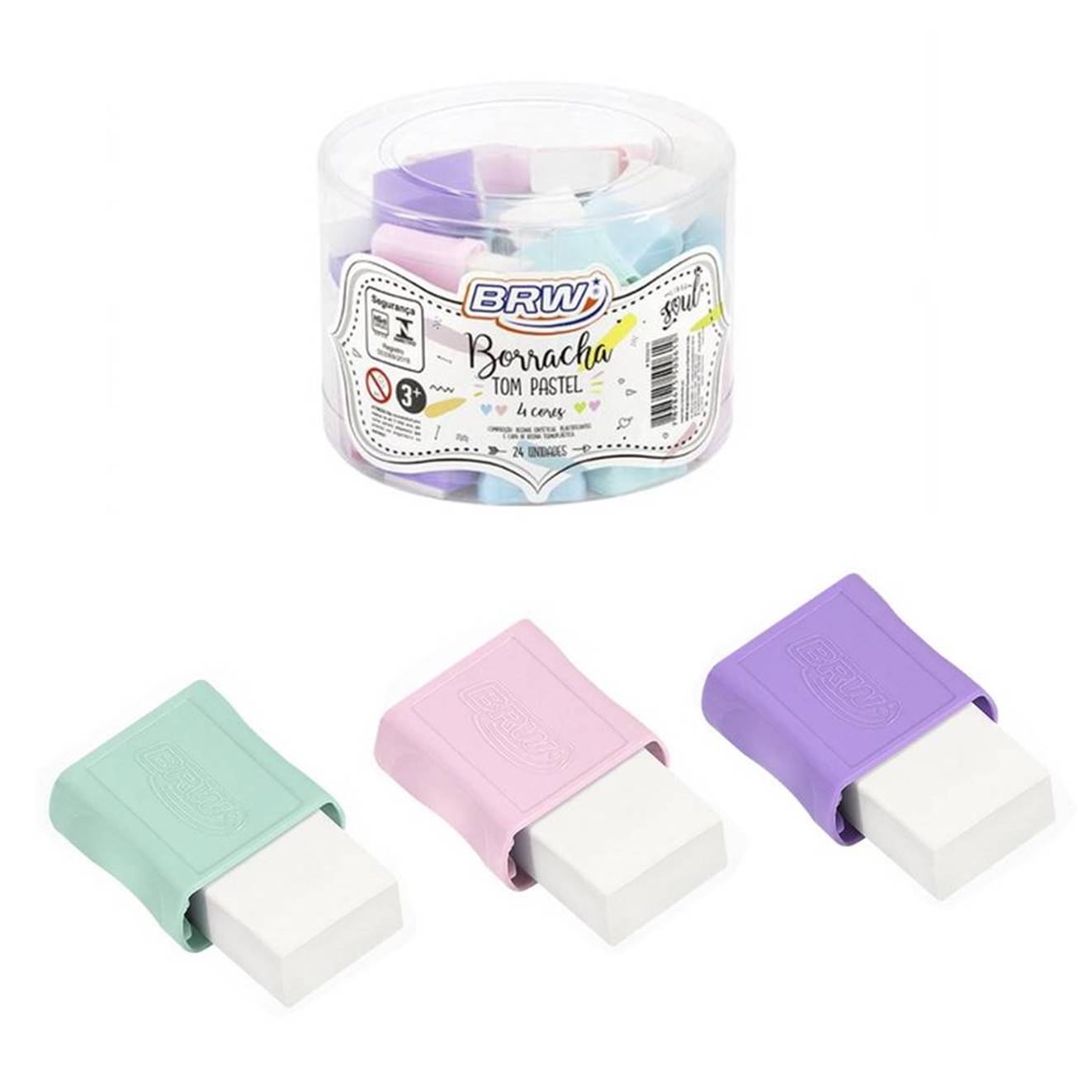 Borracha Branca com Capa plástica Cor Pastel - BRW BO0210