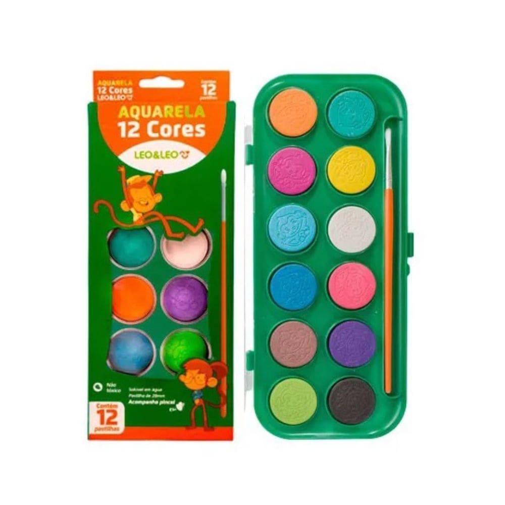 AQUARELA PINTURA 12 CORES + PINCEL