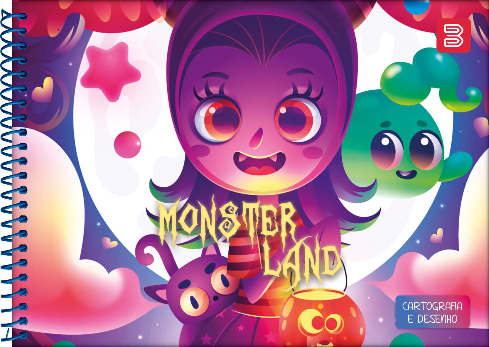 Caderno Desenho Espiral Capa Dura 96Fls Monsterland