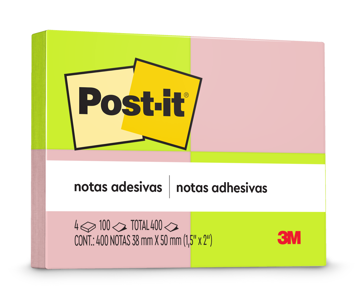 Post it 38 X 50 Com 04X100Fls 02 Cores Neon