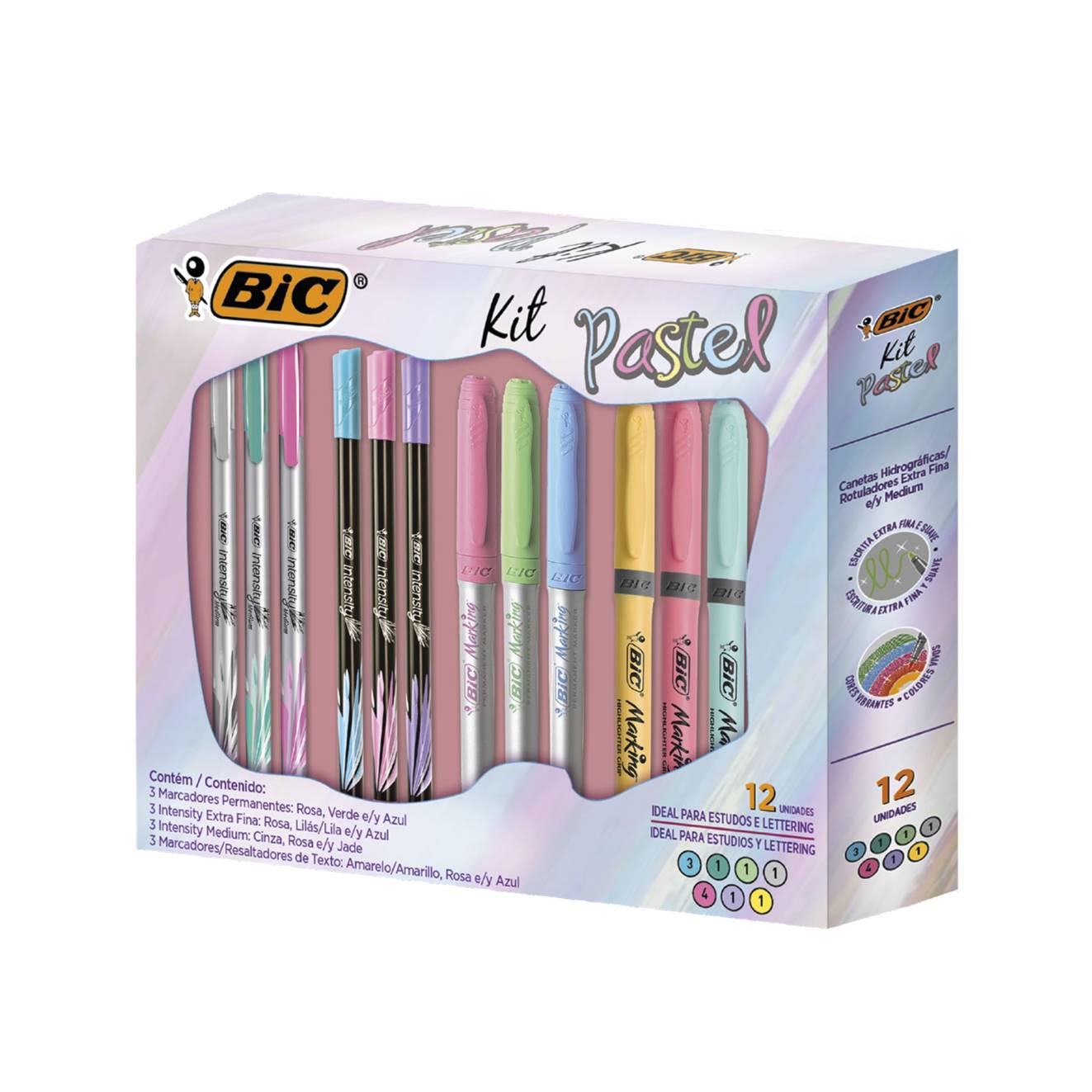 KIT TONS PASTEL BIC C/12UN SORTIDO