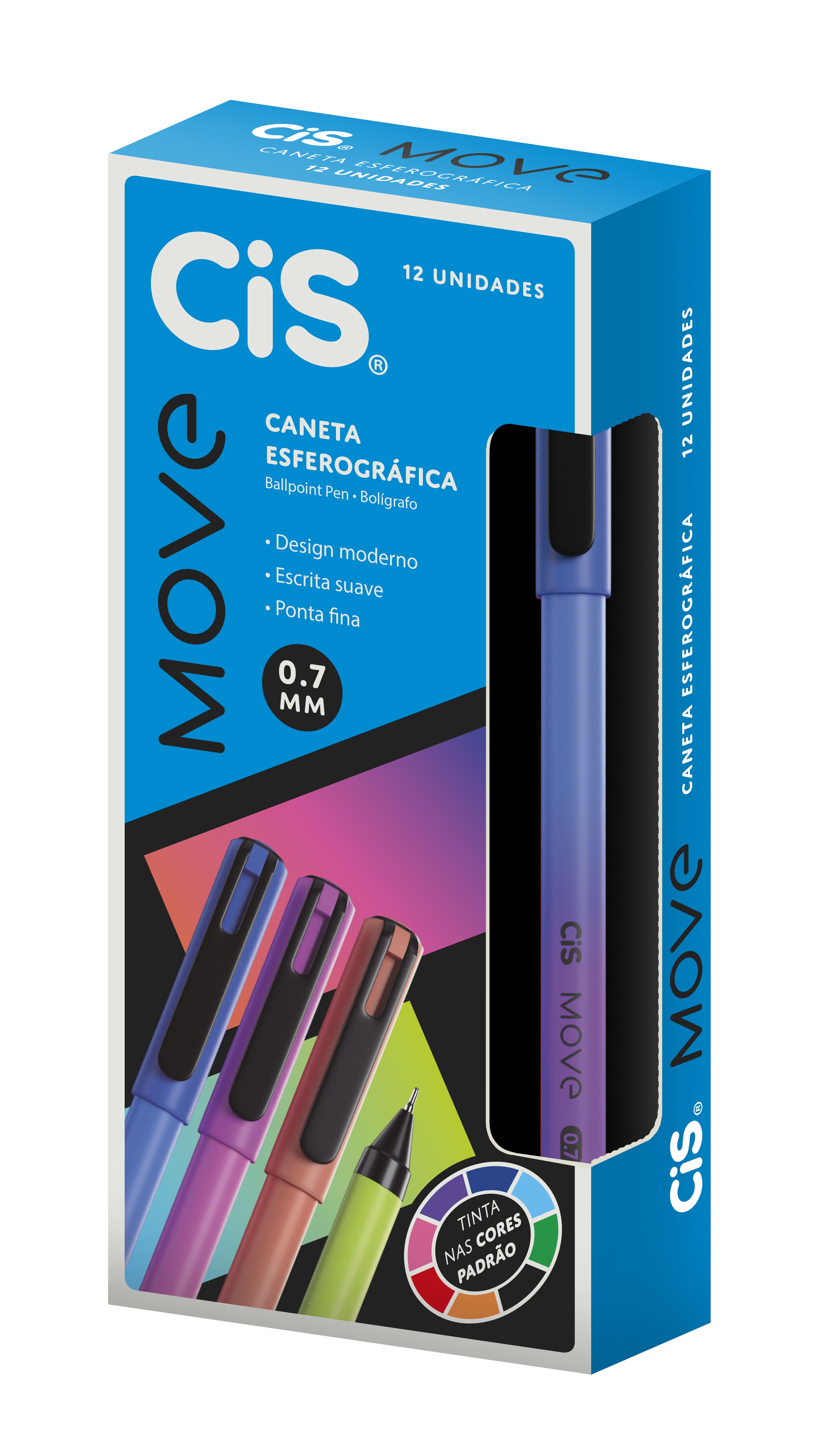 Caneta Esferográfica Cis Move 0.7mm Cor Azul