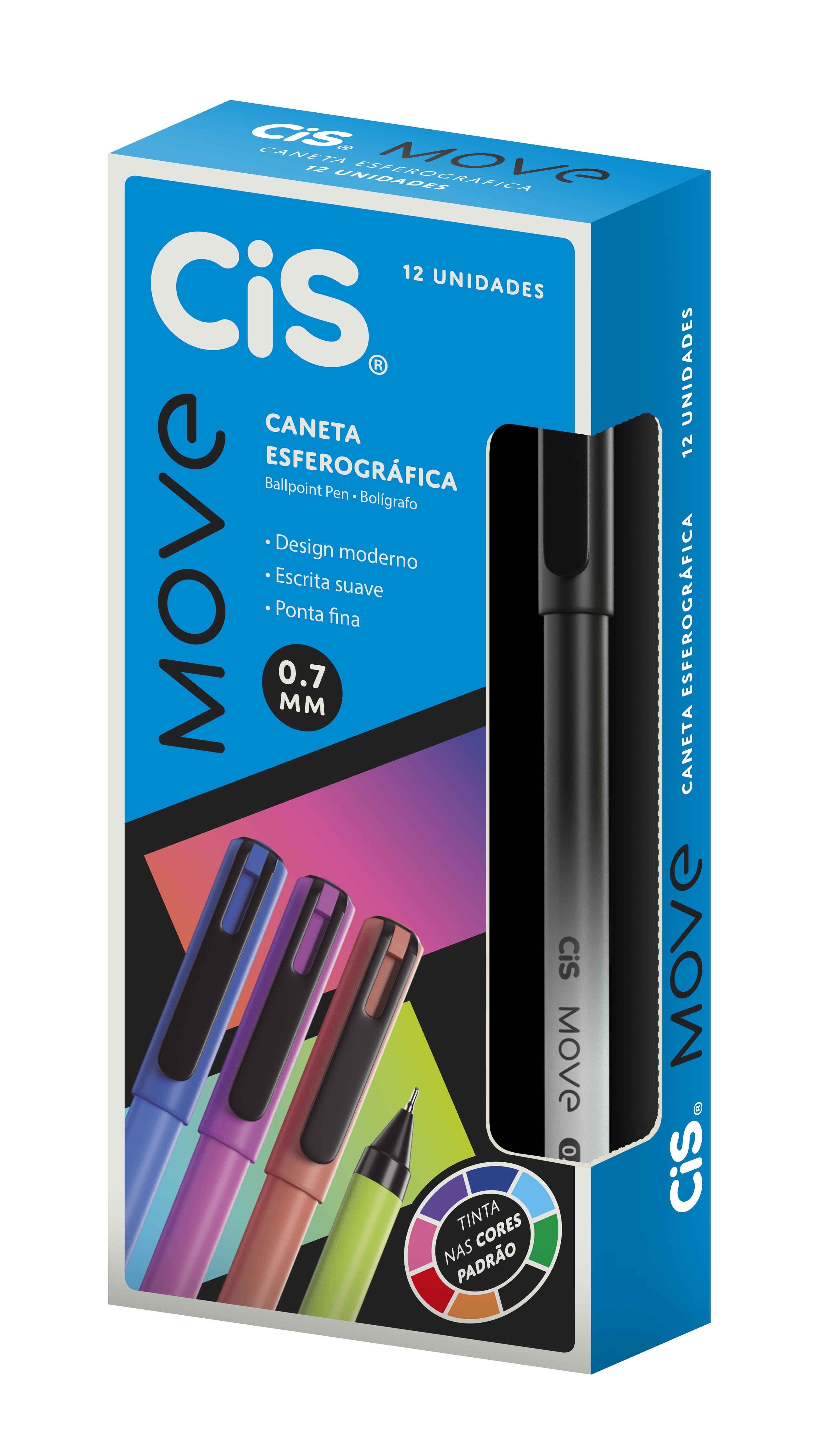 Caneta Esferográfica Cis Move 0.7mm Cor Preta