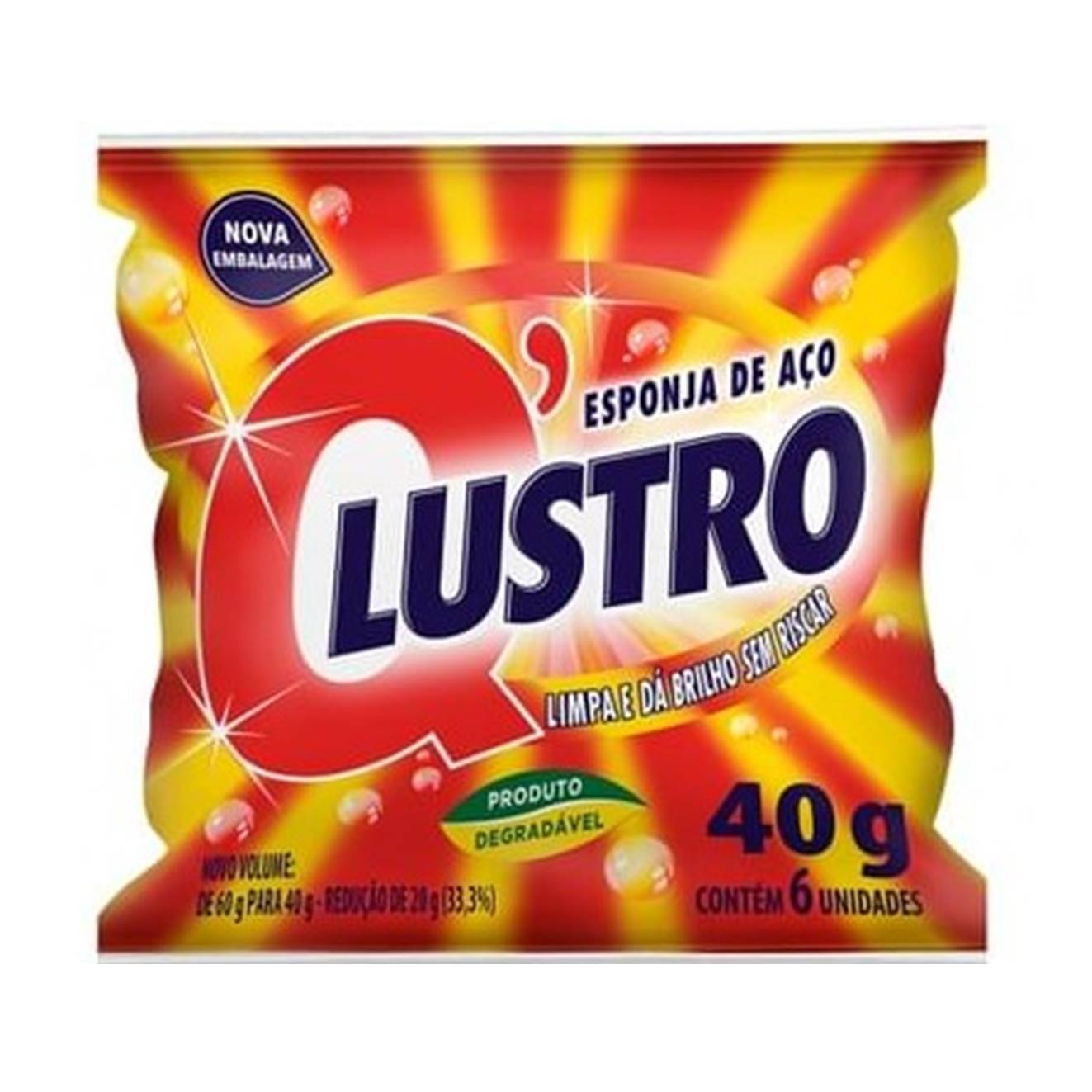 Esponja De Lã De Aço 40Grs QLustro Pacote Com 06 Un.