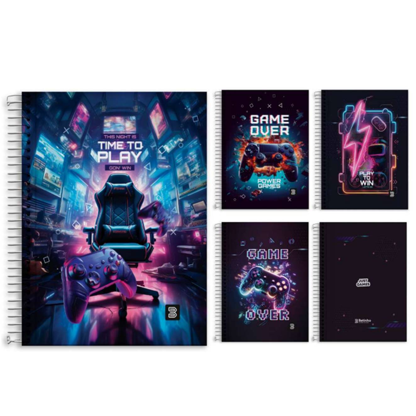 Caderno Espiral Capa Dura universitário 10 Matérias 160Fls Just Game M.P