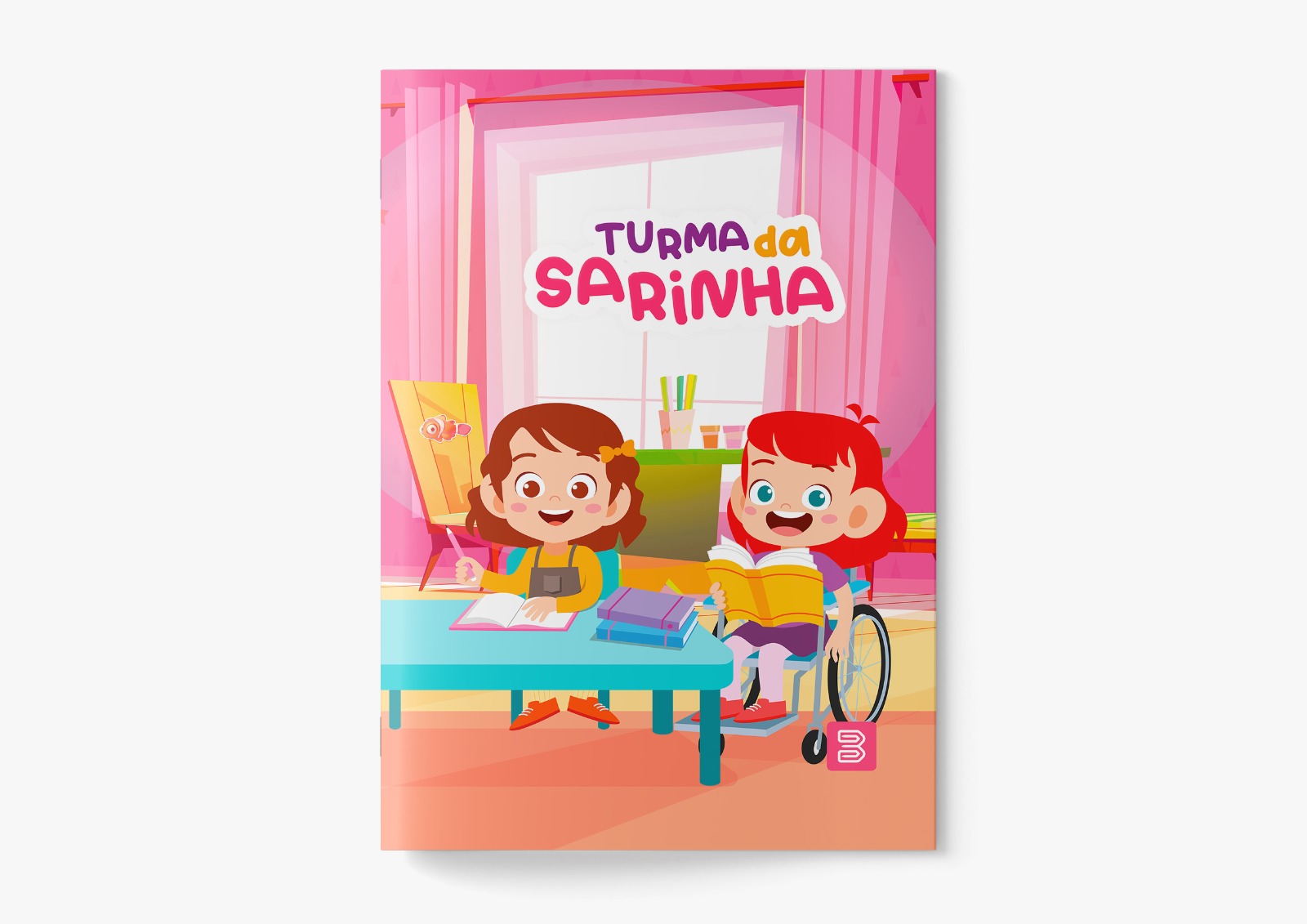 Caderno Caligrafia Brochura Capa Dura 40Fls Pauta Azul Turma da Sarinha