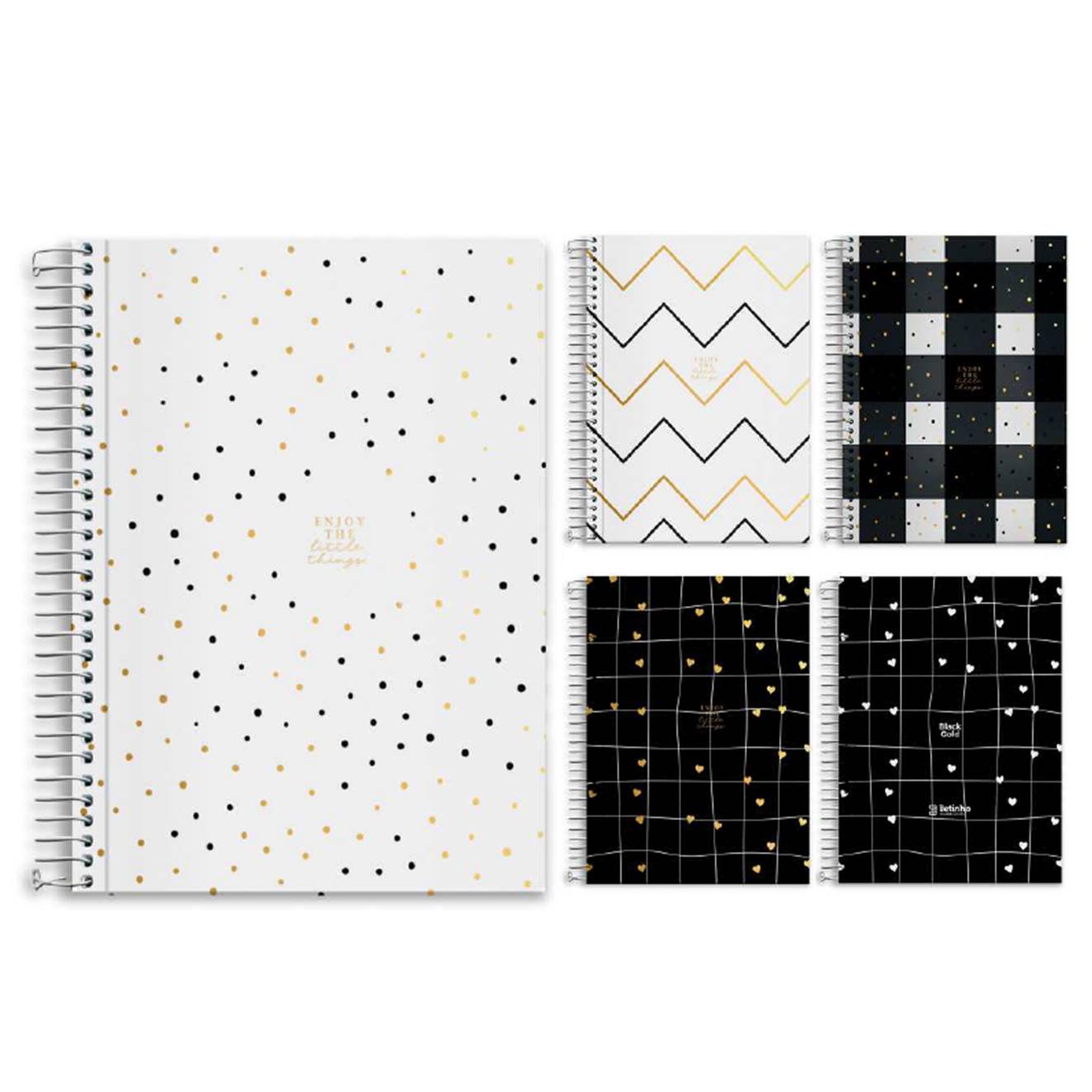 Caderno Espiral Capa Dura universitário 20 Matérias 320Fls Black Gold M.P