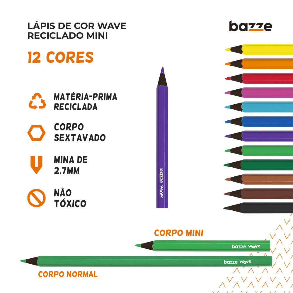 LAPIS COR PEQUENO 12 CORES WAVE REC