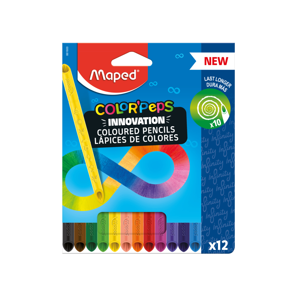 Lápis de Cor Maped Grande 12 Cores Colorpeps Infinity