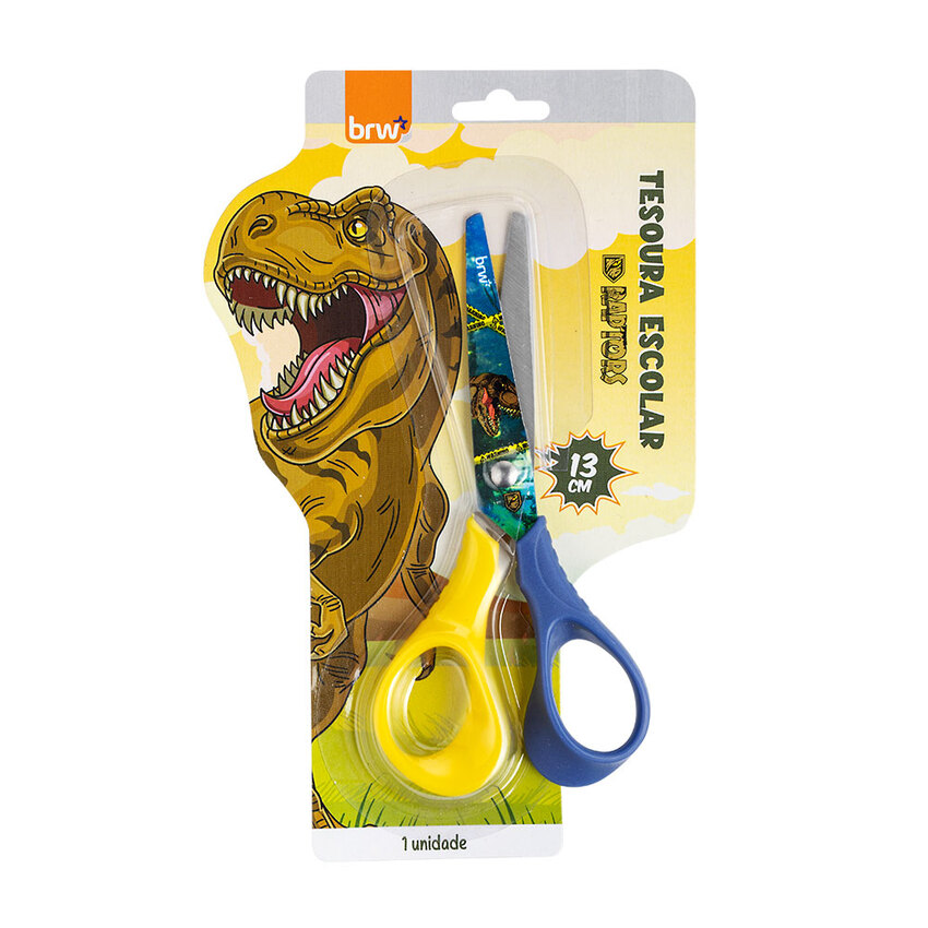TESOURA ESCOLAR BRW BLISTER 13CM RAPTOR