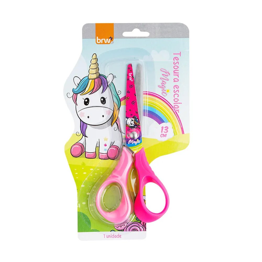 TESOURA ESCOLAR BRW BLISTER 13CM MAGIC