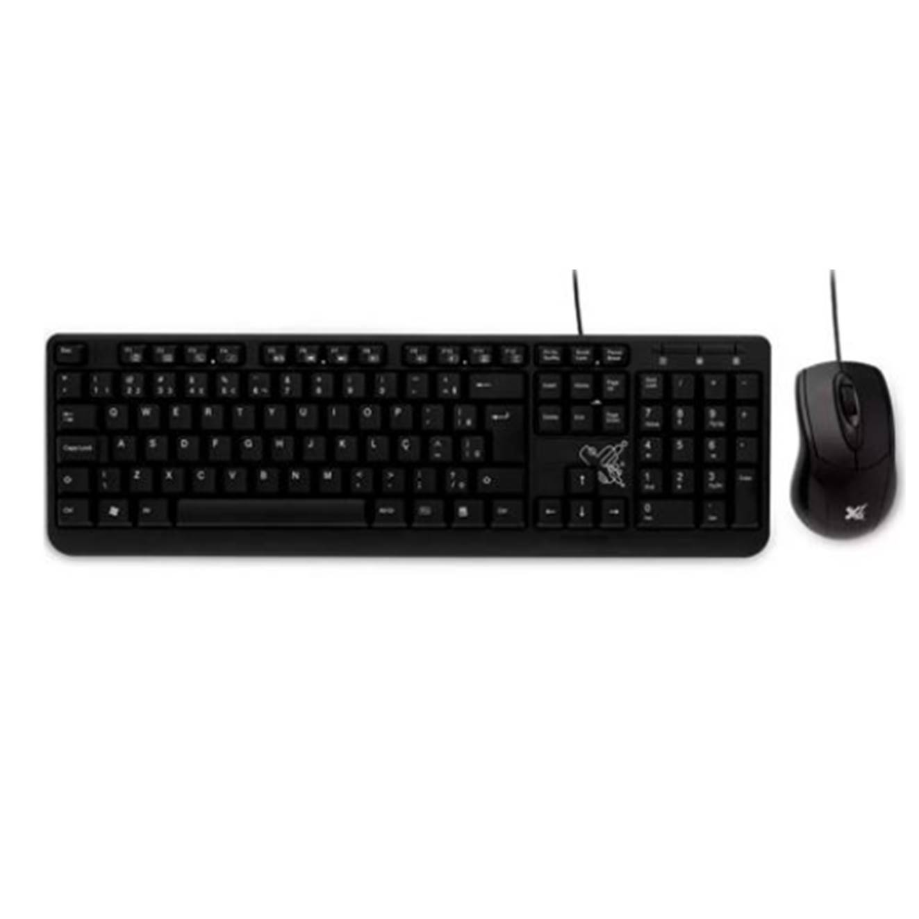KIT TECLADO COM FIO + MOUSE USB PRETO