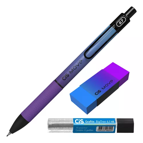 Lapiseira 0.7mm Blister Cis Mever + Grafite + Borracha Roxa