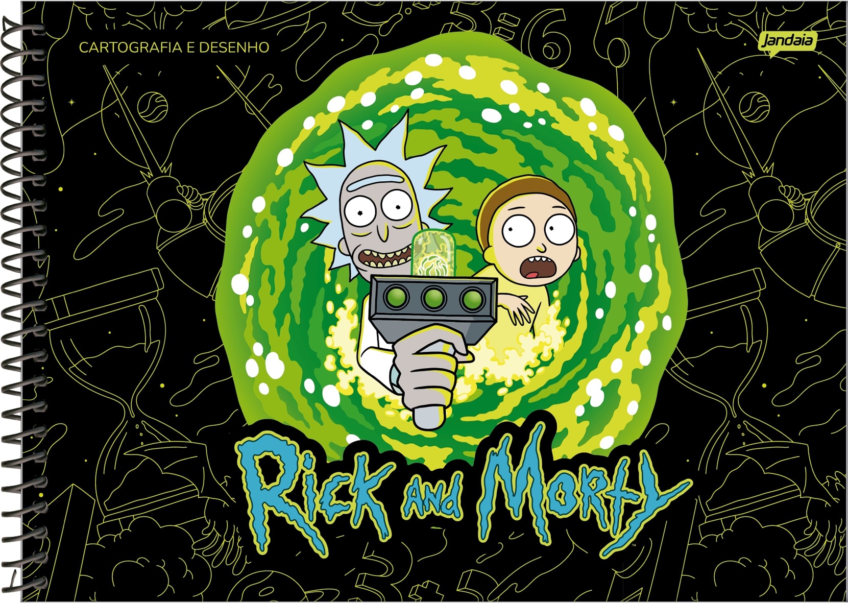 Caderno Desenho e Dura Cartografia Espiral Capa Dura 80Fls Rick And Morty
