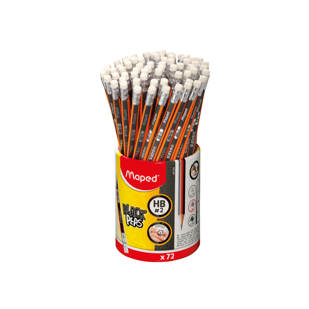 LAPIS MAPED TRIANG HB C/72UN BLACK C/BOR