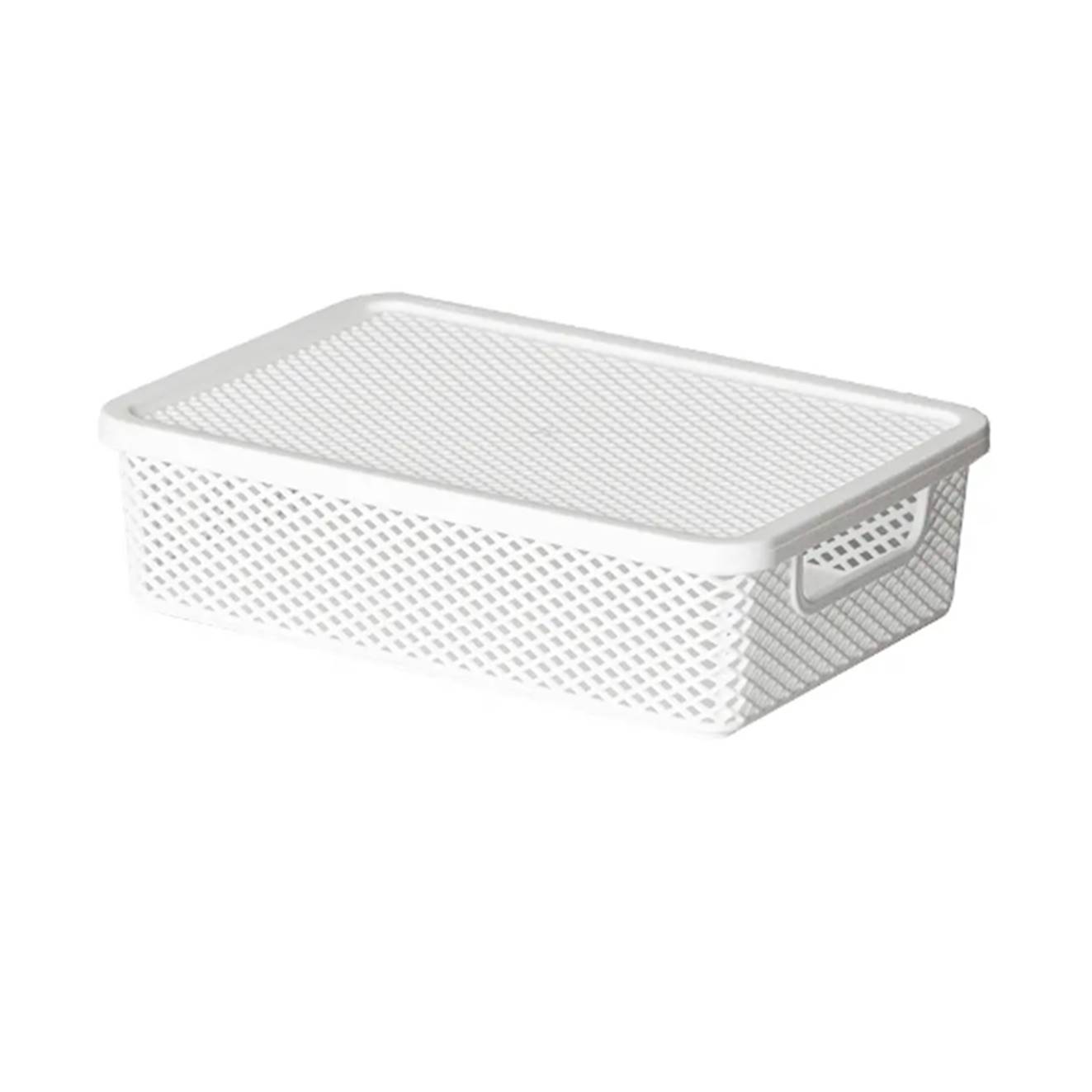 CESTO ORG.LINEA 27X19X7 C/TAMPA BRANCO