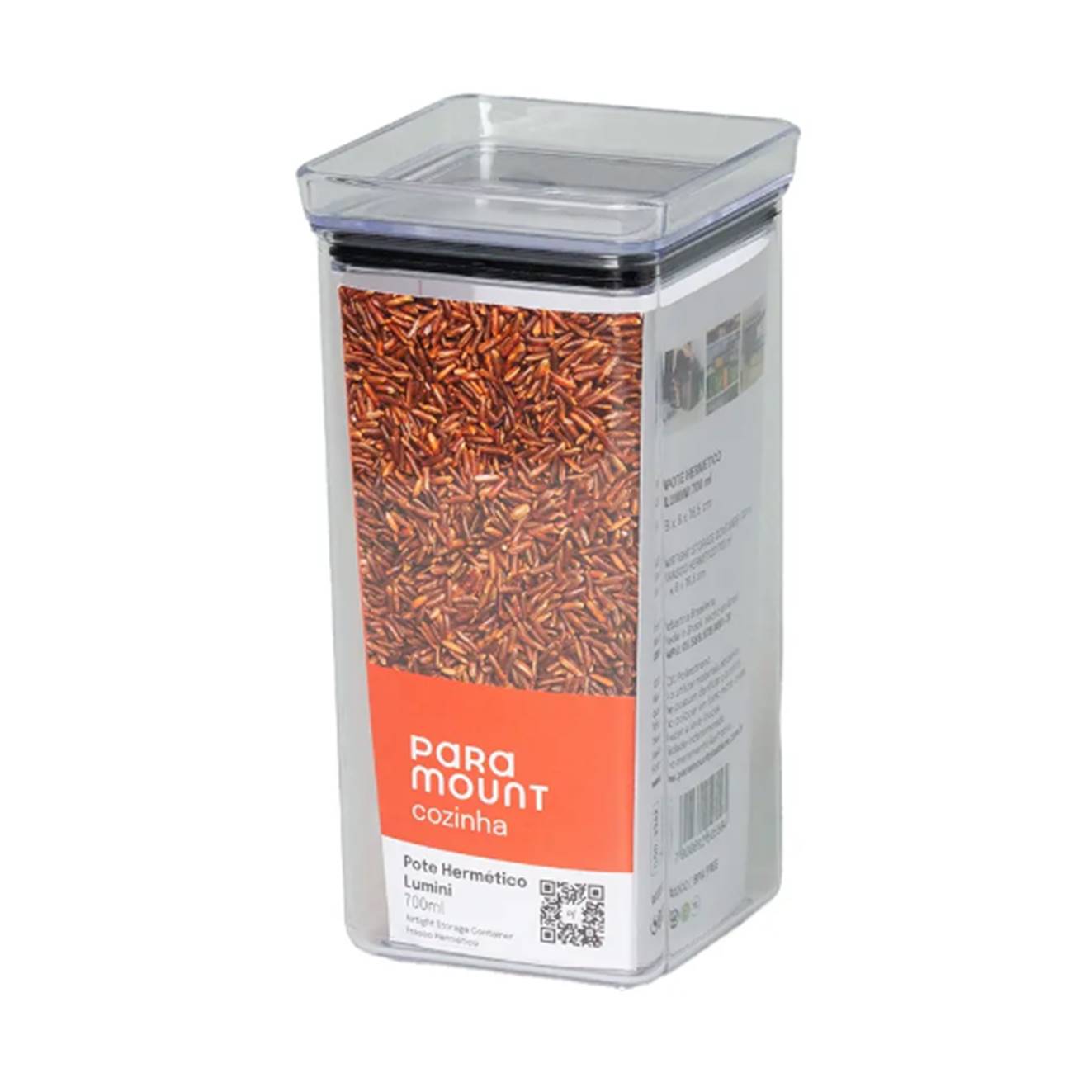 Pote Quadrado Hermético Lumini 700ml