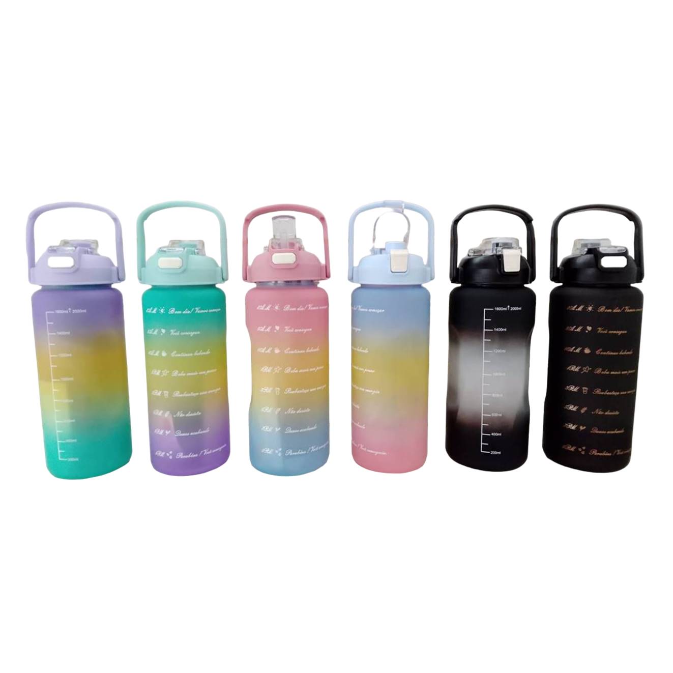 Garrafa Plástica para Água Kit Com 03 Cor Sortida