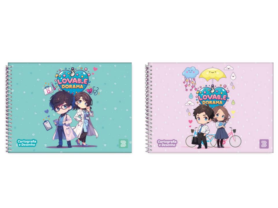 Caderno Desenho Espiral Capa Dura 96Fls Lovable Dorama M.P