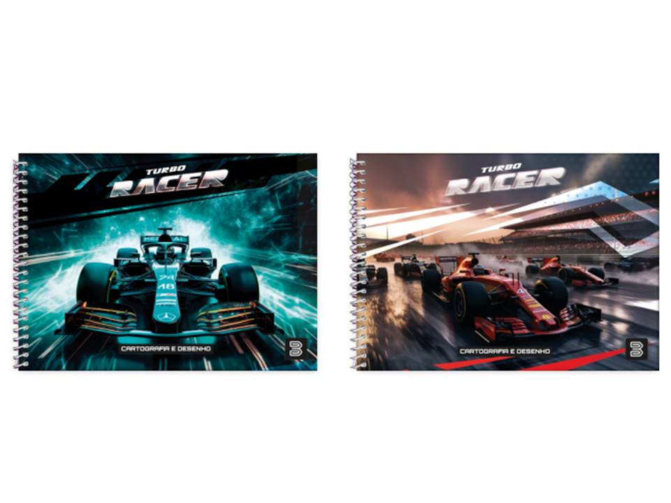 Caderno Desenho Espiral Capa Dura 96Fls Turbo Racer M.P