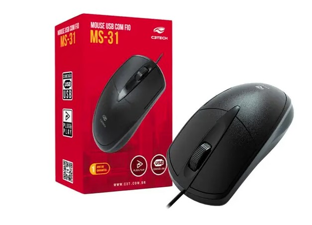 Mouse Com Fio USB MS-31BK Sem Numero de Serie Preto