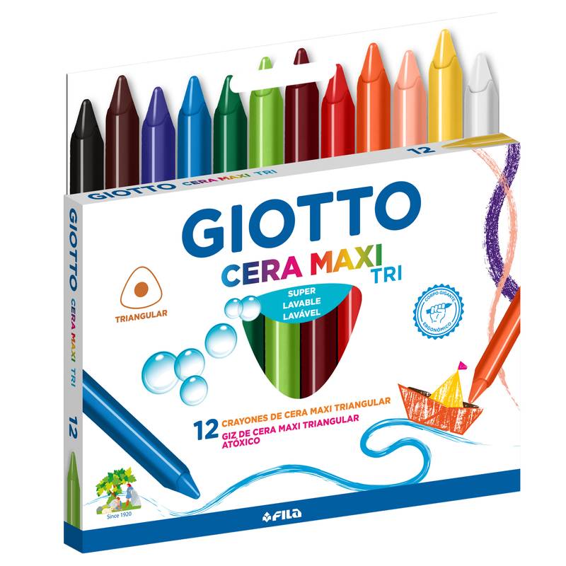 Giz de Cera Giotto 12 Cores Maxi Triangular
