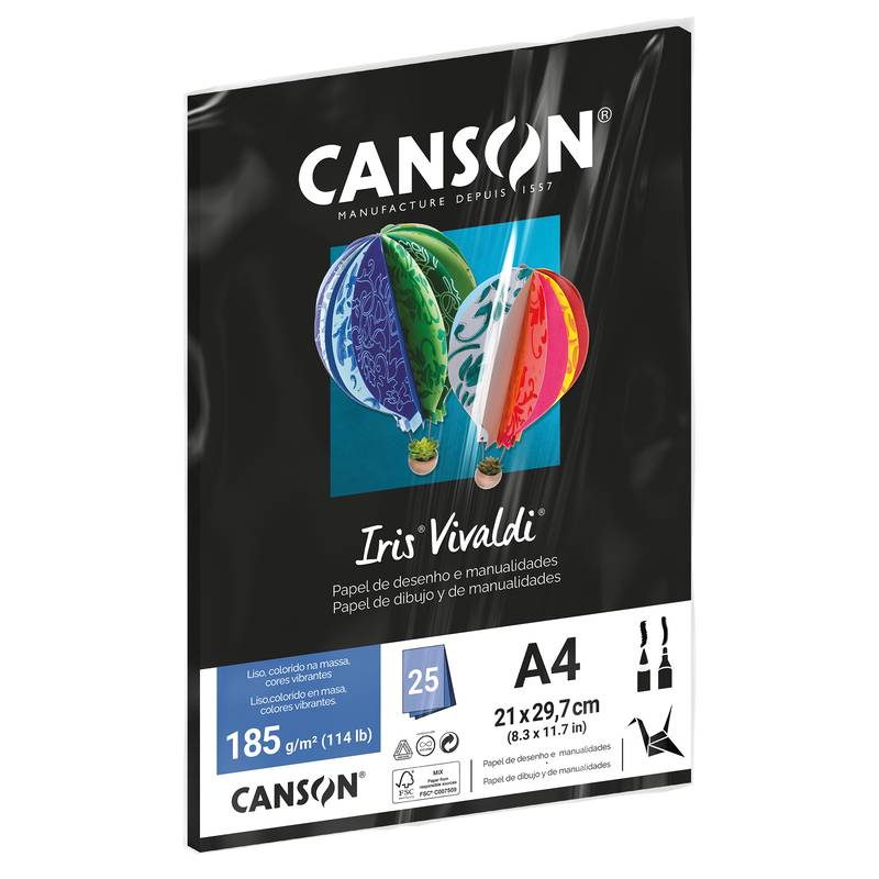 PAPEL VIVALDI A-4 185G C/25FLS PRETO