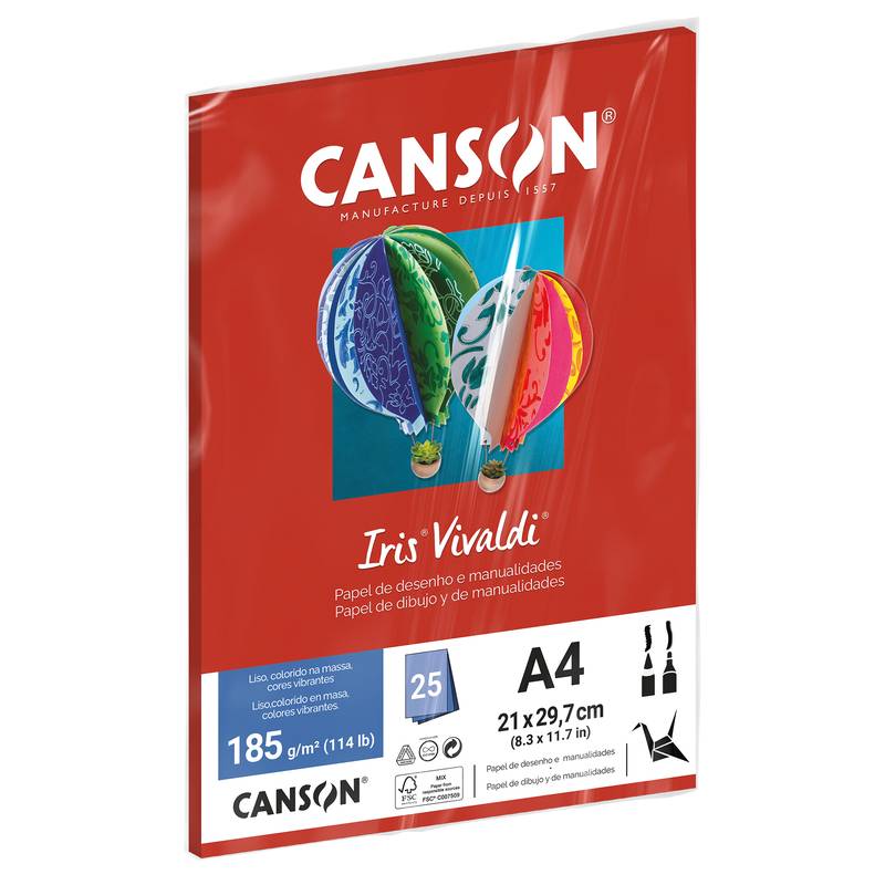 PAPEL VIVALDI A-4 185G C/25FLS VERMELHO