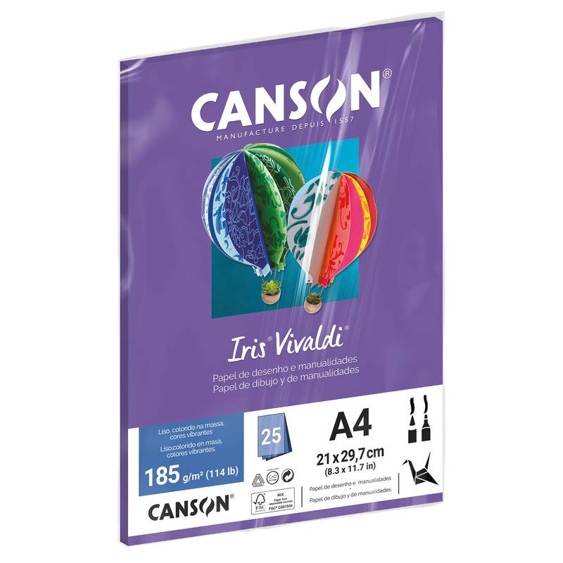 PAPEL VIVALDI A-4 185G C/25FLS VIOLETA