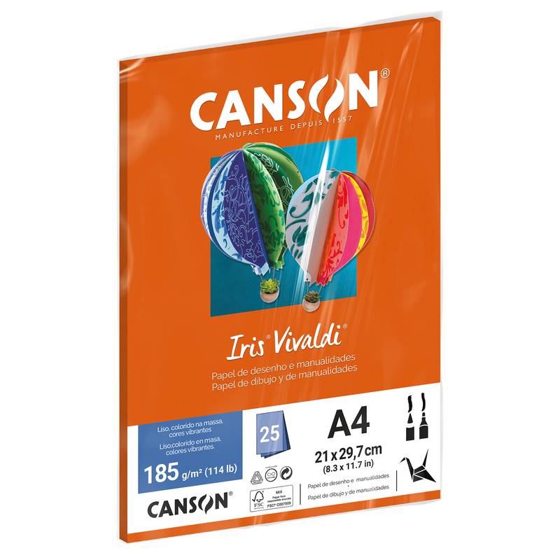 PAPEL VIVALDI A-4 185G C/25FLS LARANJA