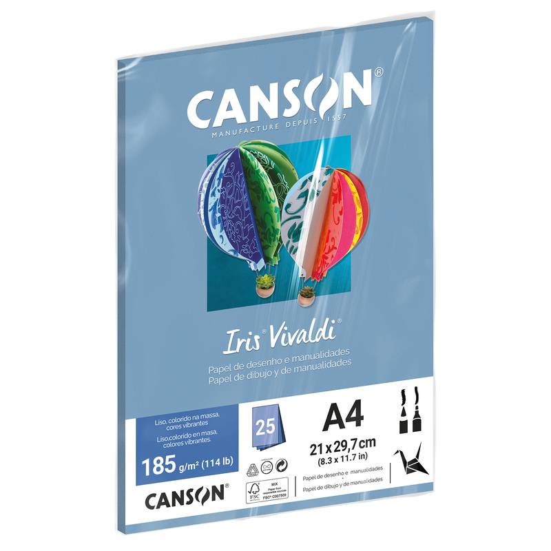 PAPEL VIVALDI A-4 185G C/25FLS AZ ROYAL