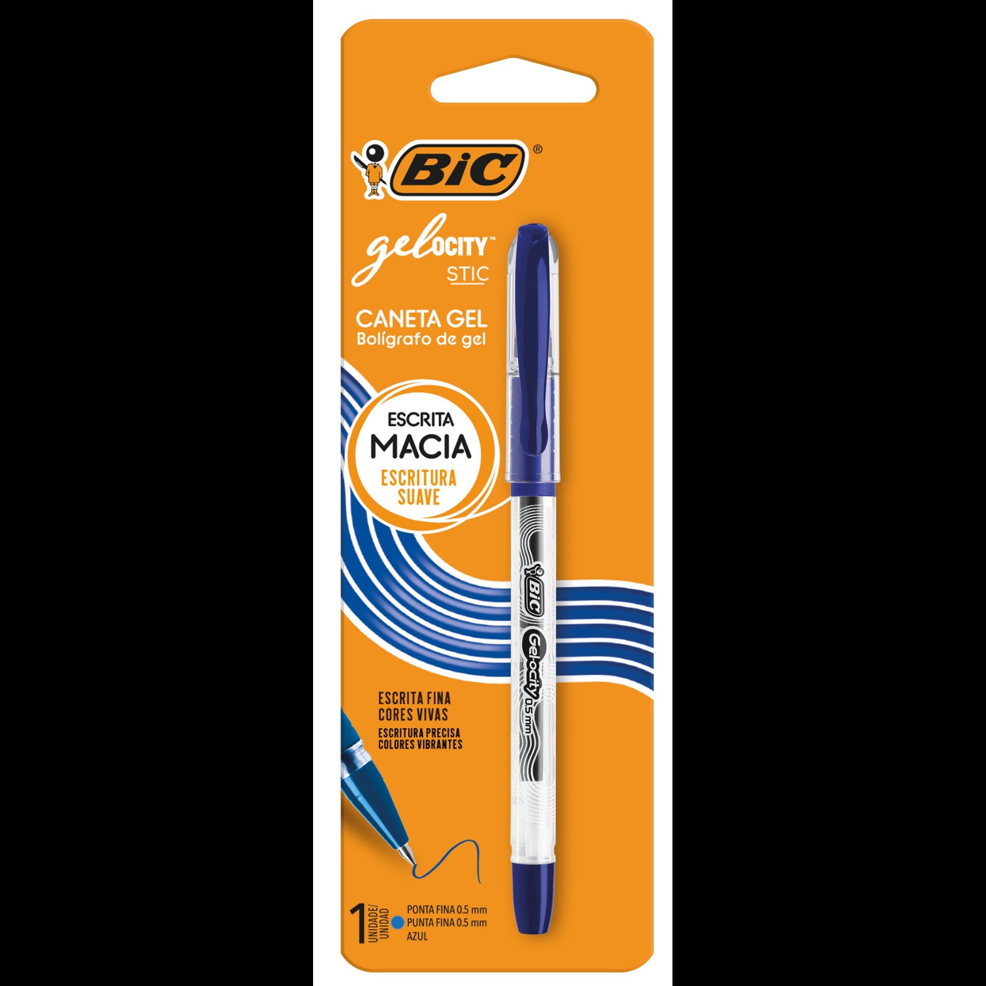 CANETA BLISTER BIC GELOCITY STIC AZUL