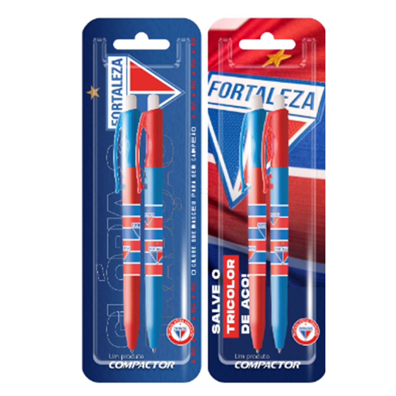 Caneta Blister Retráti Licenciada Fina 0.8mm 07 Vip Fortaleza Com 02un Azul