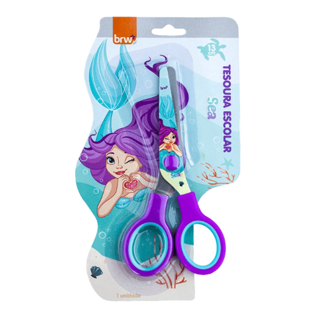 Tesoura Escolar BRW Blister 13cm Sea