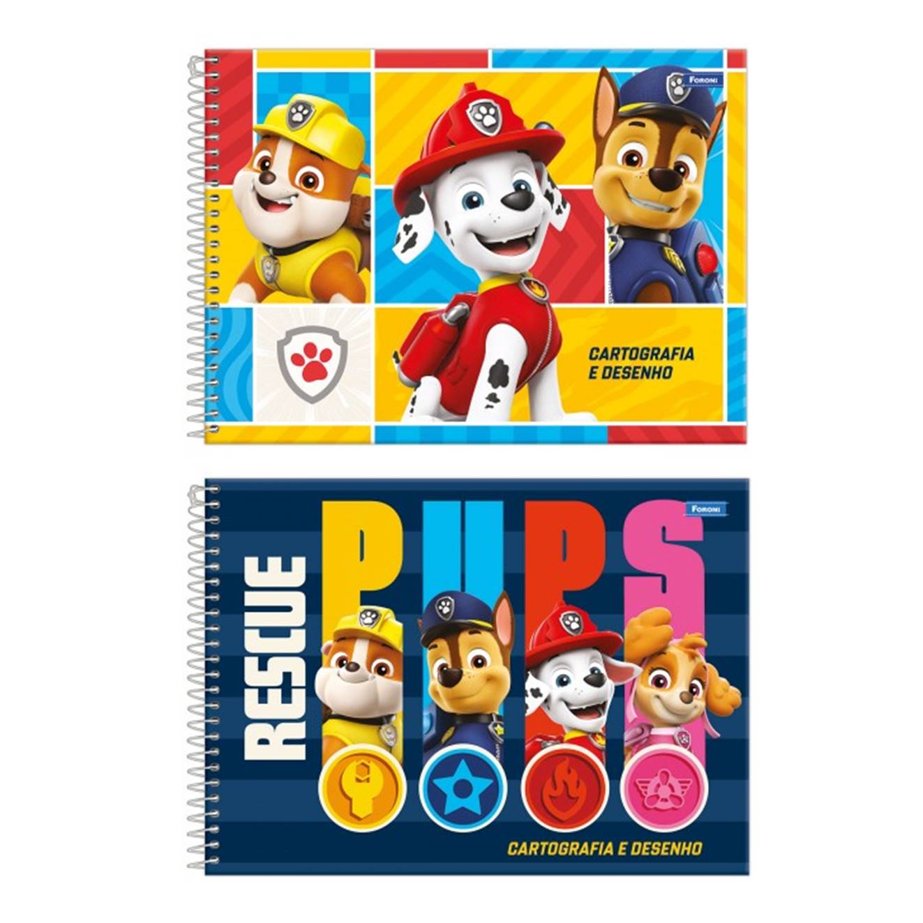 Caderno Cartografia e Desenho  Licenciado Espiral Capa Dura 80Fls Patrulha Canina