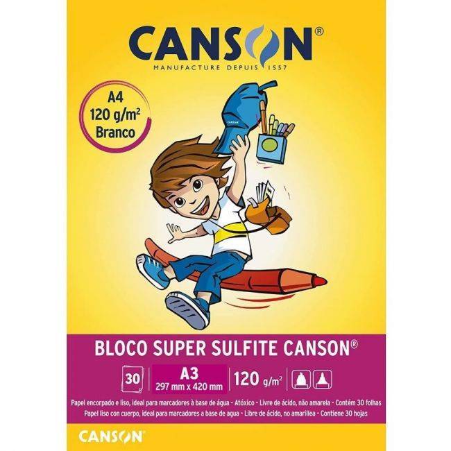 PAPEL CANSON SULFITE 120G A-3 C/30FLS