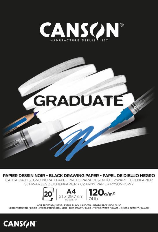 PAPEL DESENHO GRAD.120G A4 PRETO C/20FLS