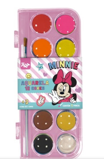 AQUARELA PINTURA 12 CORES MINNIE+ PINC