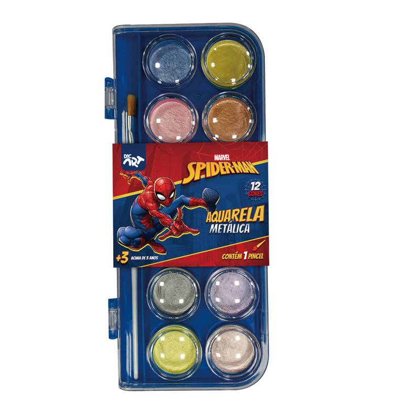 AQUARELA PINTURA 12 CORES MET.SPIDER+PIN