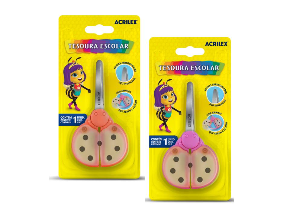 TESOURA ESC.BLISTER 13CM JOANINHA