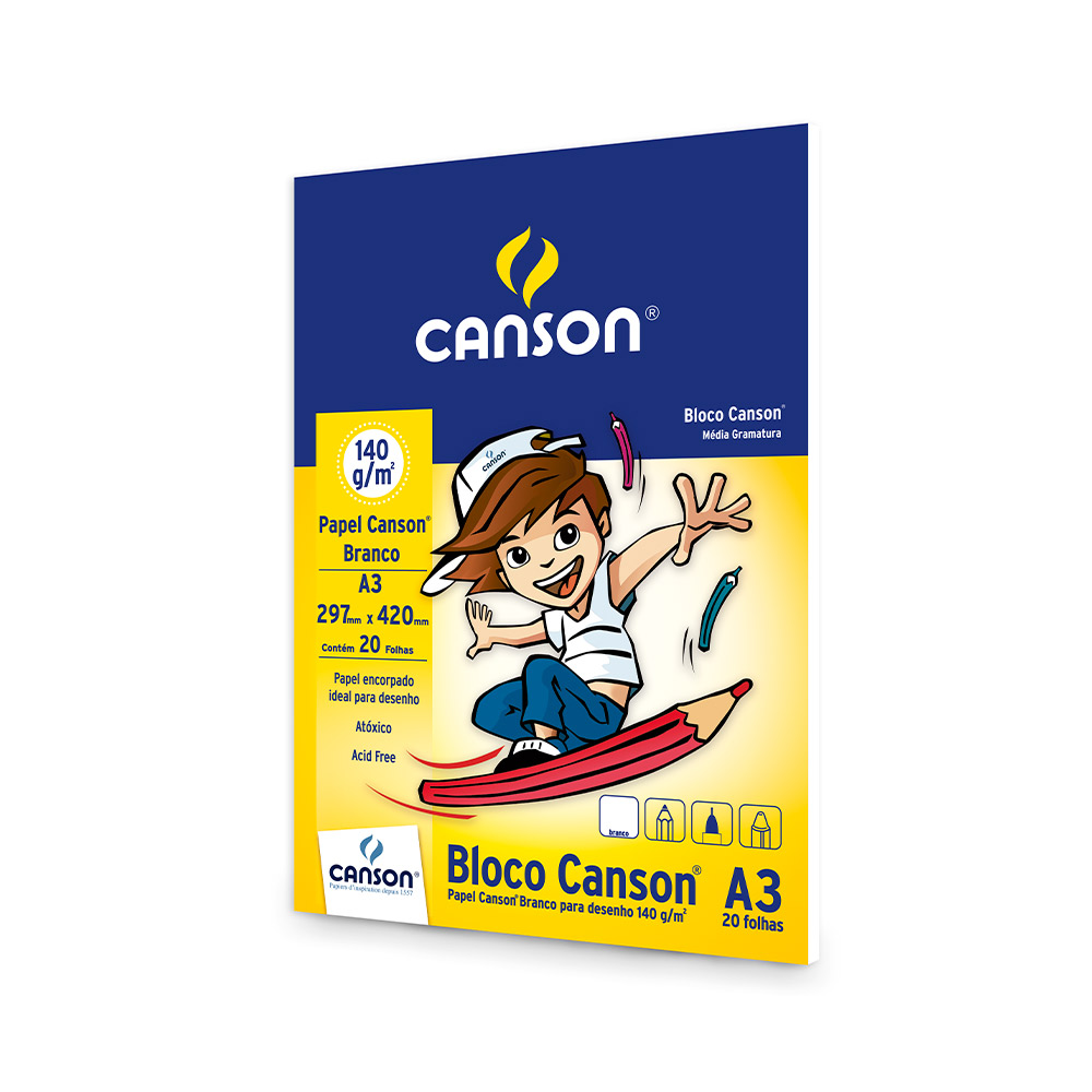 PAPEL DESENHO CANSON A-3 BRAN 140G 20FLS