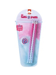 Kit Escolar - TUTTI FRUTTI (3 LápisHB + 1 Borracha) - BLISTER