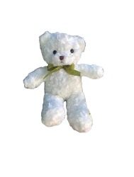Urso Teddy - 40cm - Branco c/ laço verde