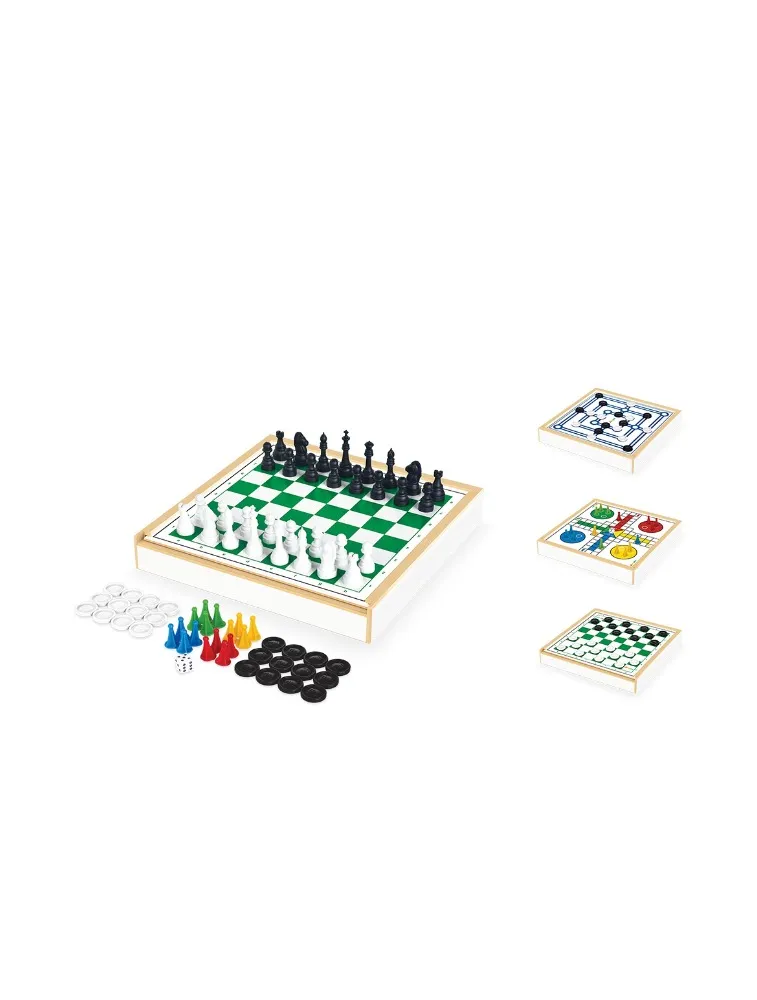 Jogo 4x1: Xadrez, Damas, Ludo e Trilha