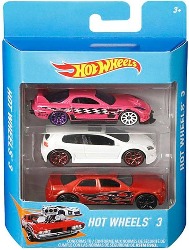 HotWheels - Pack com 3 carrinhos sortidos