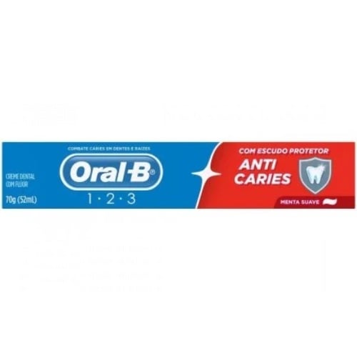 Creme Dental Oral-B 1 2 3 - menta suave, 1 unidade com 70g 