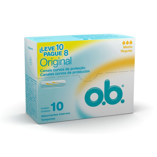 Absorvente Interno O.B. Original médio, leve 10 pague 8 unidades 