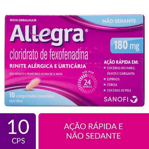Allegra 180mg, caixa com 10 comprimidos revestidos 